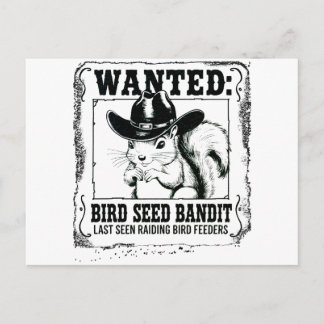 Postal Funny Squirrel Wanted Poster | Bird Seed Bandit Co