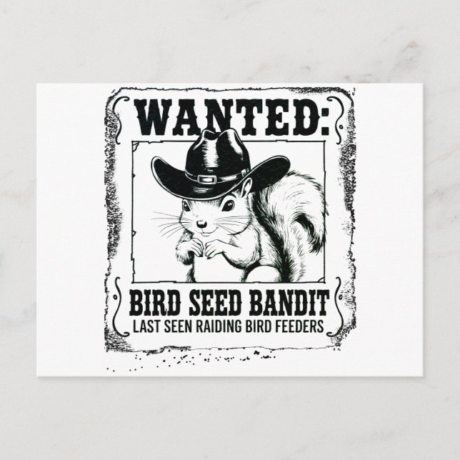 Postal Funny Squirrel Wanted Poster | Bird Seed Bandit Co (Anverso)