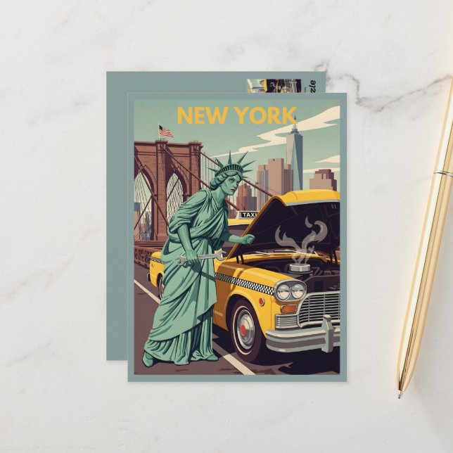 Postal Funny Statue Of Liberty NY (Anverso/Reverso In Situ)