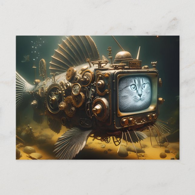 Postal Funny Steampunk Catfish (Anverso)