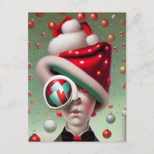 Postal Funny Surreal Santa Hat Character Postcard