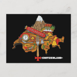 Postal Funny Switzerland Souvenir Toblerone Swiss Map