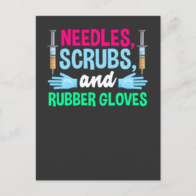 Postal Funny Syringe flebotomista y empleado de sangre (Anverso)