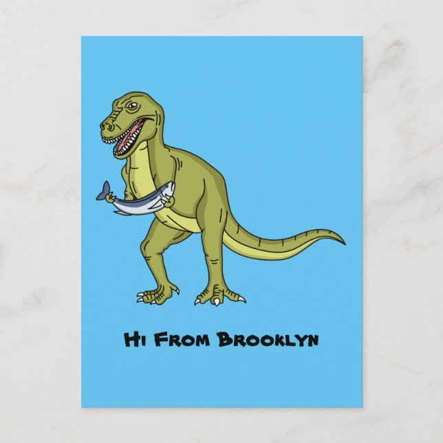 Postal Funny T rex dinosaur ilustracion (Anverso)