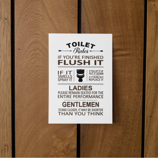 Postal Funny Toilet Rules Bathroom Restroom Humor (Funny Toilet Rules Bathroom Restroom Humor Postcard)