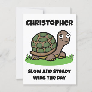 Postal Funny Tortoise Nombre Personalizado Lento Y Consta