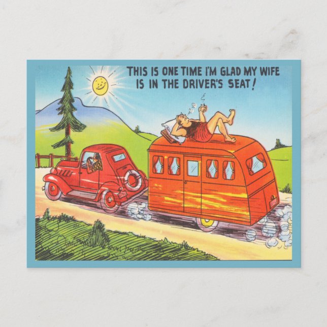 Postal Funny Travel Trailer RV Camping Camper Personaliza (Anverso)