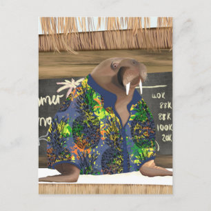 Postal Funny Tropical Hawaiian Walrus Marine Life