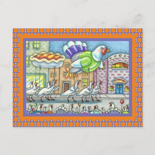 POSTAL FUNNY TURKEY DAY PARADE HELIUM BALLOONS (Anverso)