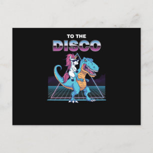 Postal Funny Unicornio Montando Un Regalo De Dinosaurio A