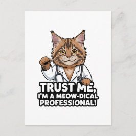 Postal Funny Veterinary Cat Humor Illustration