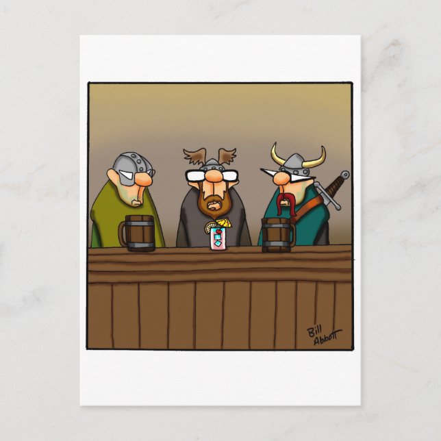 Postal Funny Viking Drinking Personalizado (Anverso)