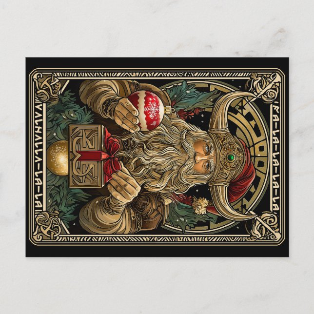 Postal Funny Viking Santa Claus Valhalla Christmas Yule  (Anverso)