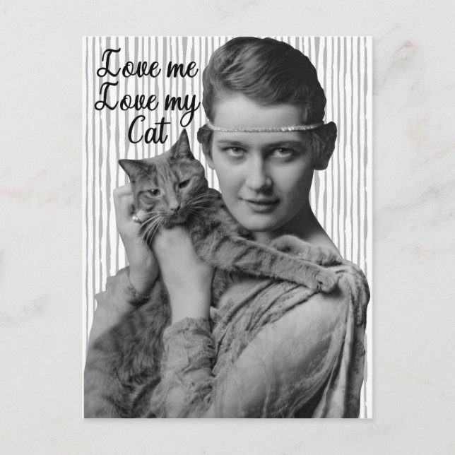Postal Funny Vintage Me Amo Mi Gato (Anverso)