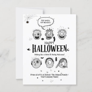 Postal Funny Wacky Monster Kids Halloween Diseño de posta
