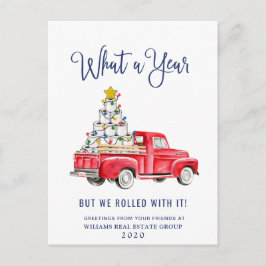 Postal Funny What a Year Navidad Corporate
