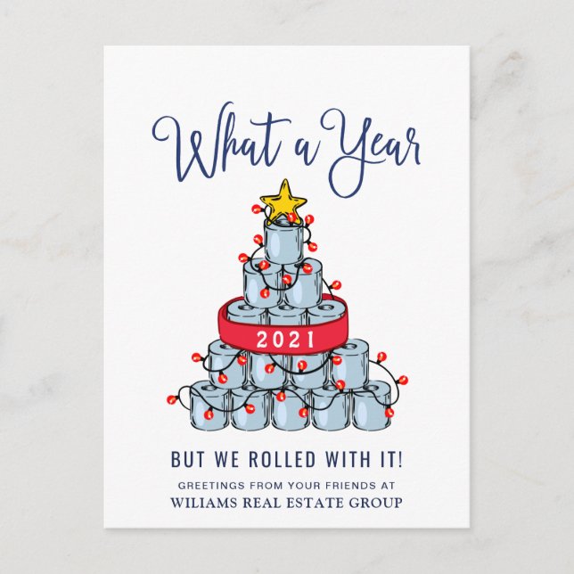 Postal Funny What a Year Navidad Corporate (Anverso)