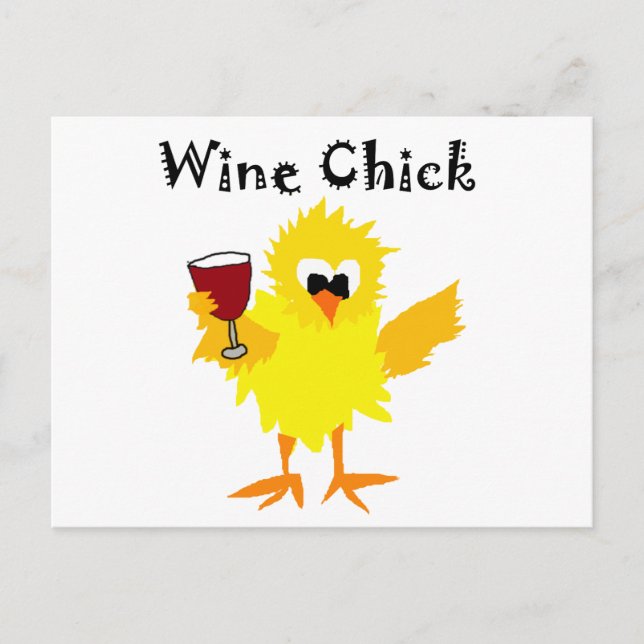 Postal Funny Wine Chick Personalizado (Anverso)