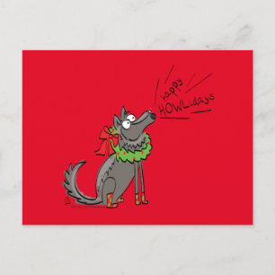 Postal Funny Wolf Navidades Felices vacaciones de Howlida