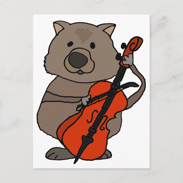 Postal Funny Wombat Jugando Personalizado Cello (Anverso)