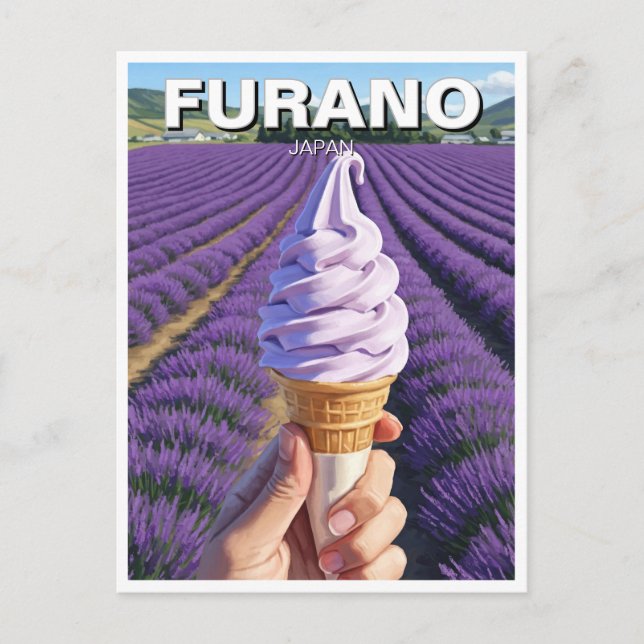 Postal Furano Japan Lavender Fields Ice Cream Travel (Anverso)