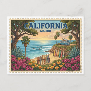 Postal Furgoneta de playa de surf de Malibú California vi