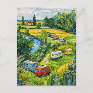 Postal Furgonetas camper por Campos de Tulipanes Pintura 
