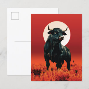 Postal Furia de Medianoche – Majestuoso Toro Negro Bajo C