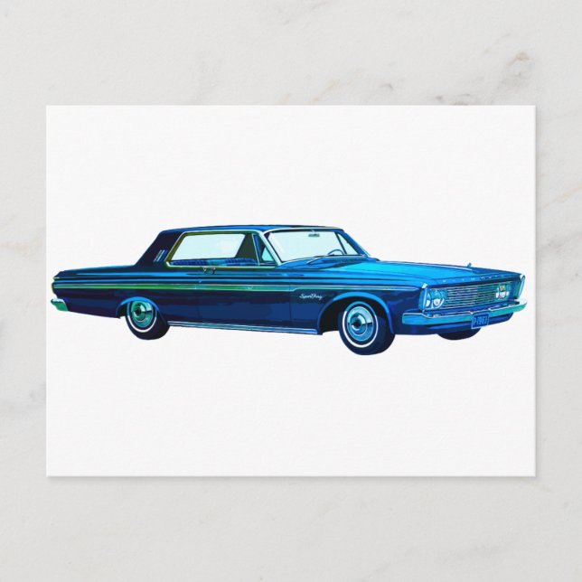 Postal Furia deportiva de Plymouth 1963 (Anverso)