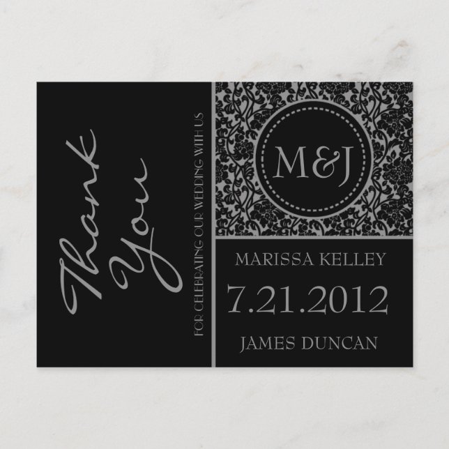 Postal Furia gótica negra/griega gracias (Anverso)