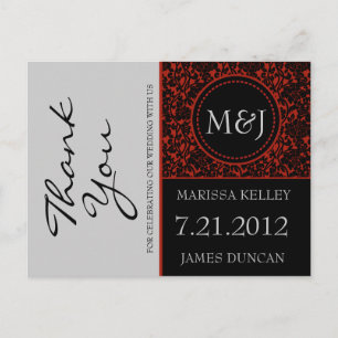 Postal Furia gótica negra y roja gracias