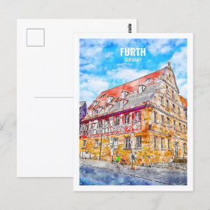 Postal Furth Germany Famous Travel Watercolor Sketch