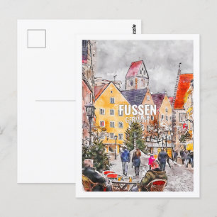 Postal Fussen Alemania Famosa Travel Place Watercolor