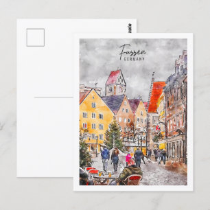 Postal Fussen Alemania Travel Place Watercolor
