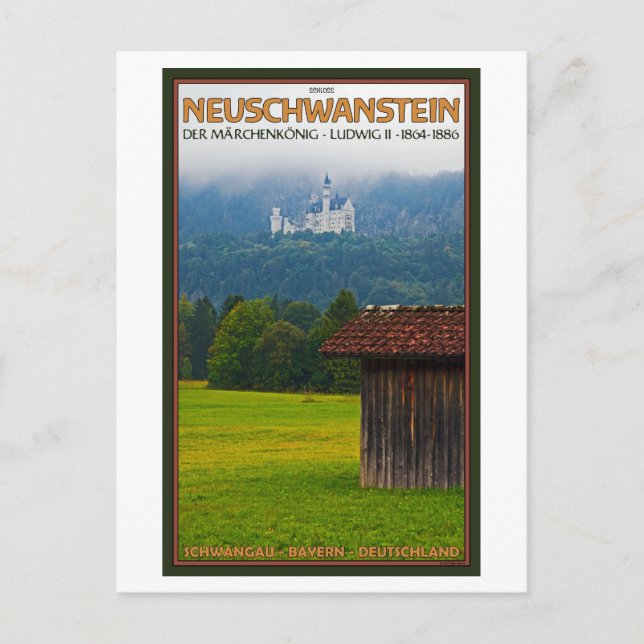Postal Füssen - Schloß Neuschwanstein de Afar (Anverso)