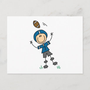 Postal Fútbol de Figuras de Palitos Azul