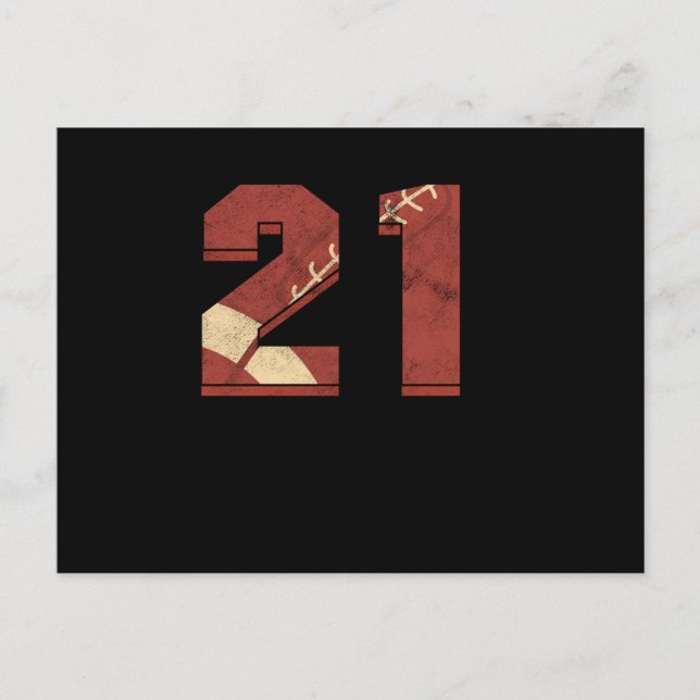 Postal Fútbol de rugby regalo de cumpleaños 21 (Anverso)