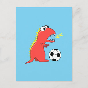 Postal Fútbol divertido Personalizado Dinosaur