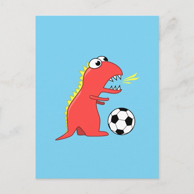 Postal Fútbol divertido Personalizado Dinosaur (Anverso)