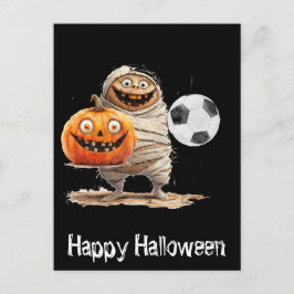 Postal Fútbol Feliz Halloween con bolas