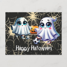 Postal Fútbol Feliz Halloween con bolas