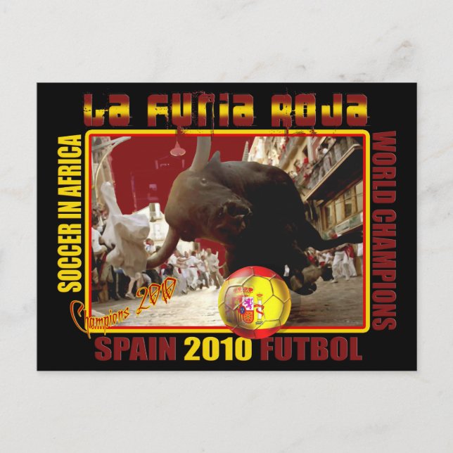 Postal Fútbol Futbol de Bull del español de Furia Roja (Anverso)