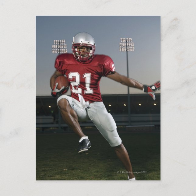 Postal Futbolista masculino con fútbol (Anverso)