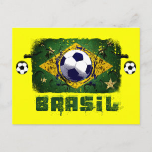 Postal Futbolistas del Brasil Grunge Soccer
