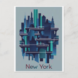 Postal futurista moderno de nueva york