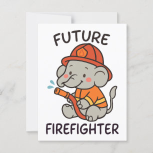 Postal Futuro elefante lindo niños bomberos divertidos