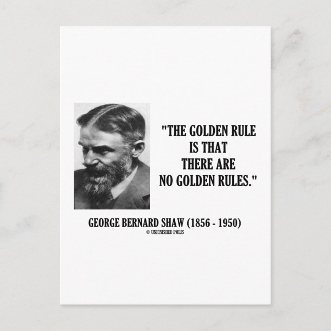 Postal G. B. Shaw Golden Rule No Golden Rules Cita (Anverso)