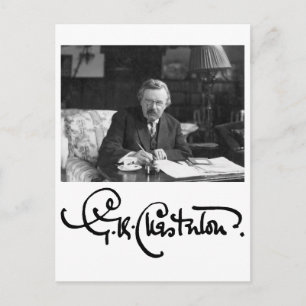 Postal G.K. Chesterton en el trabajo
