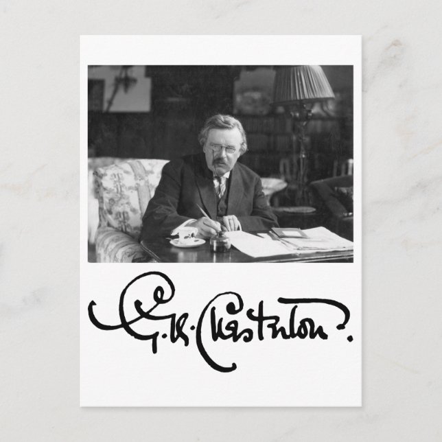 Postal G.K. Chesterton en el trabajo (Anverso)