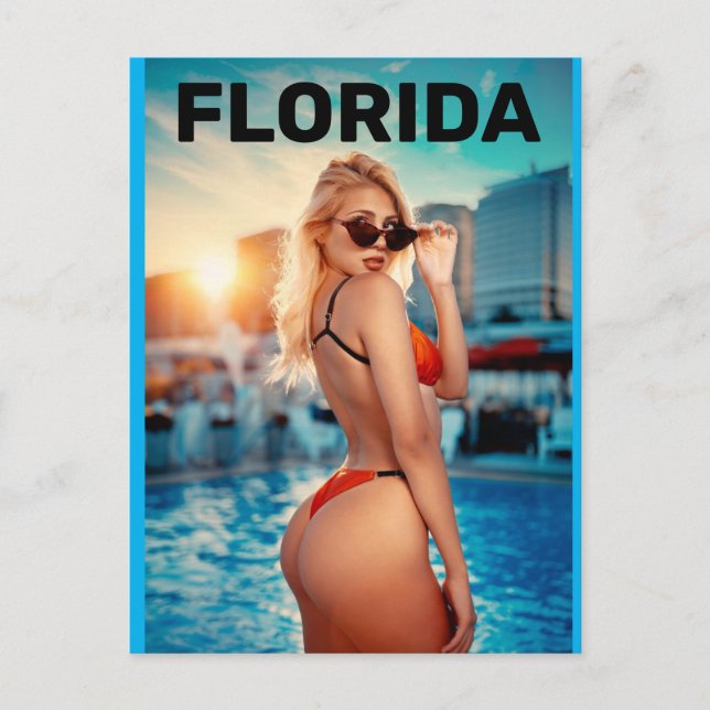 POSTAL G-STRING BIKINI CHICA FLORIDA POSTCARDS (Anverso)